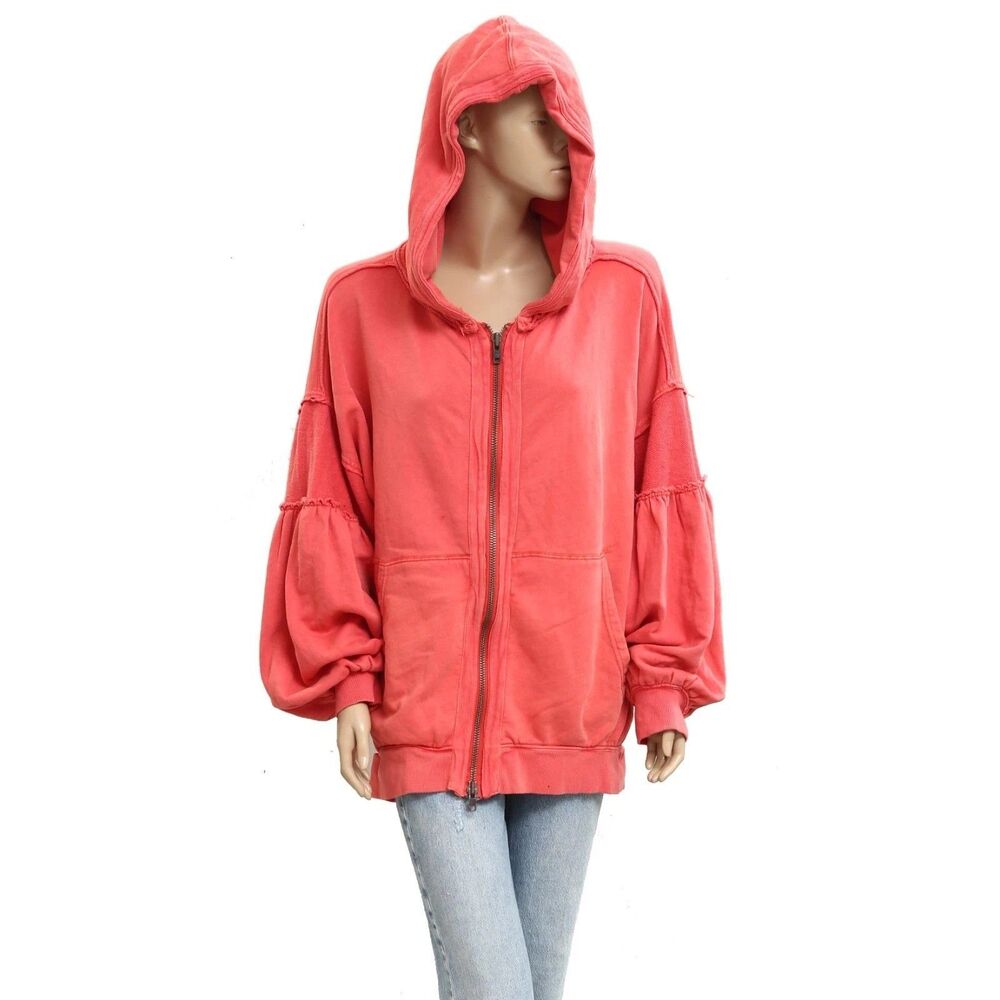 Free People Oversized Sweatshirt Top Red Christmas Festive Jacket XL NWD 283830